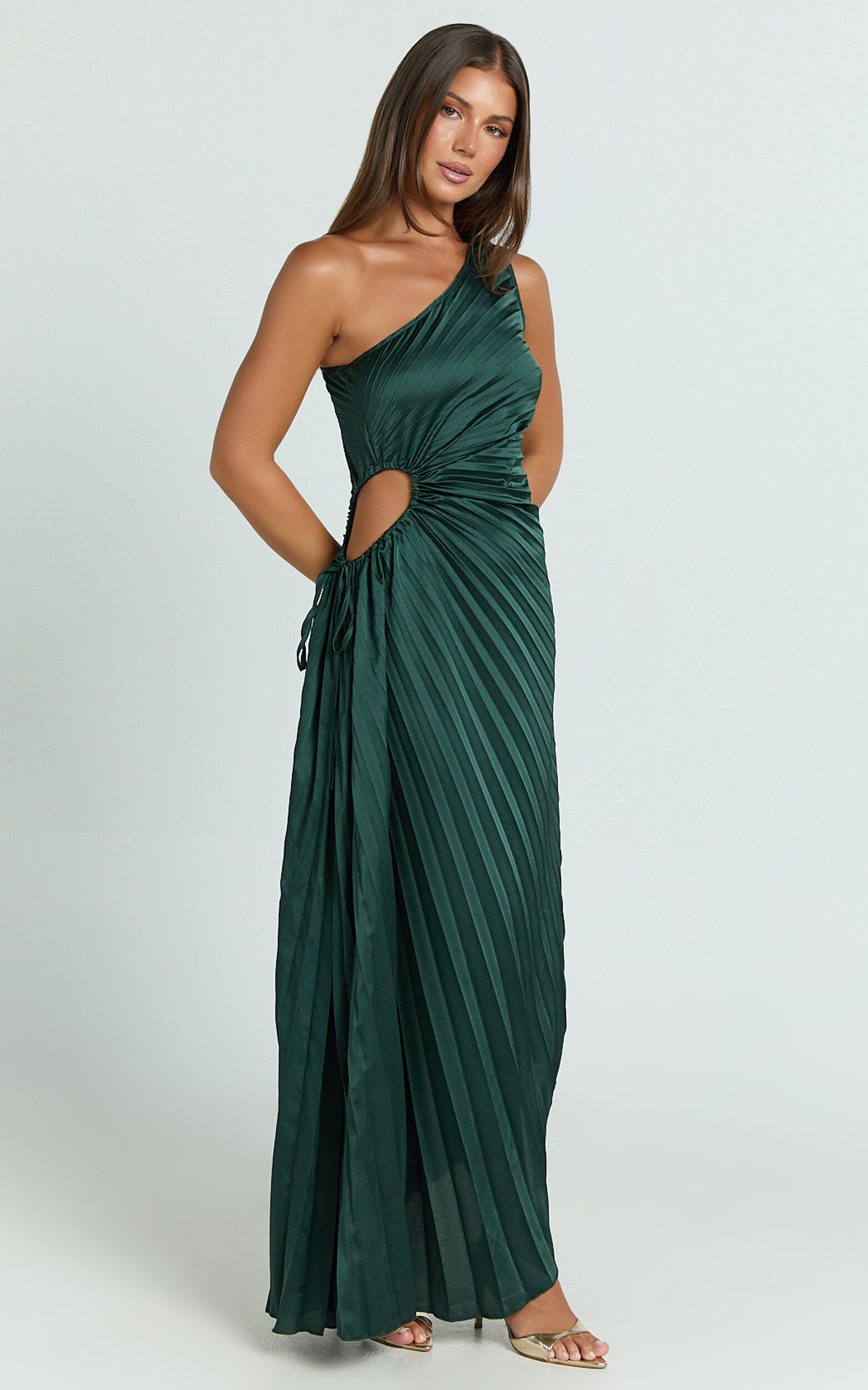 ワンピース machatt memory volume dress one piece Aria One-Shoulder Ruffle Gown MYSTC | Tadashi Shoji
