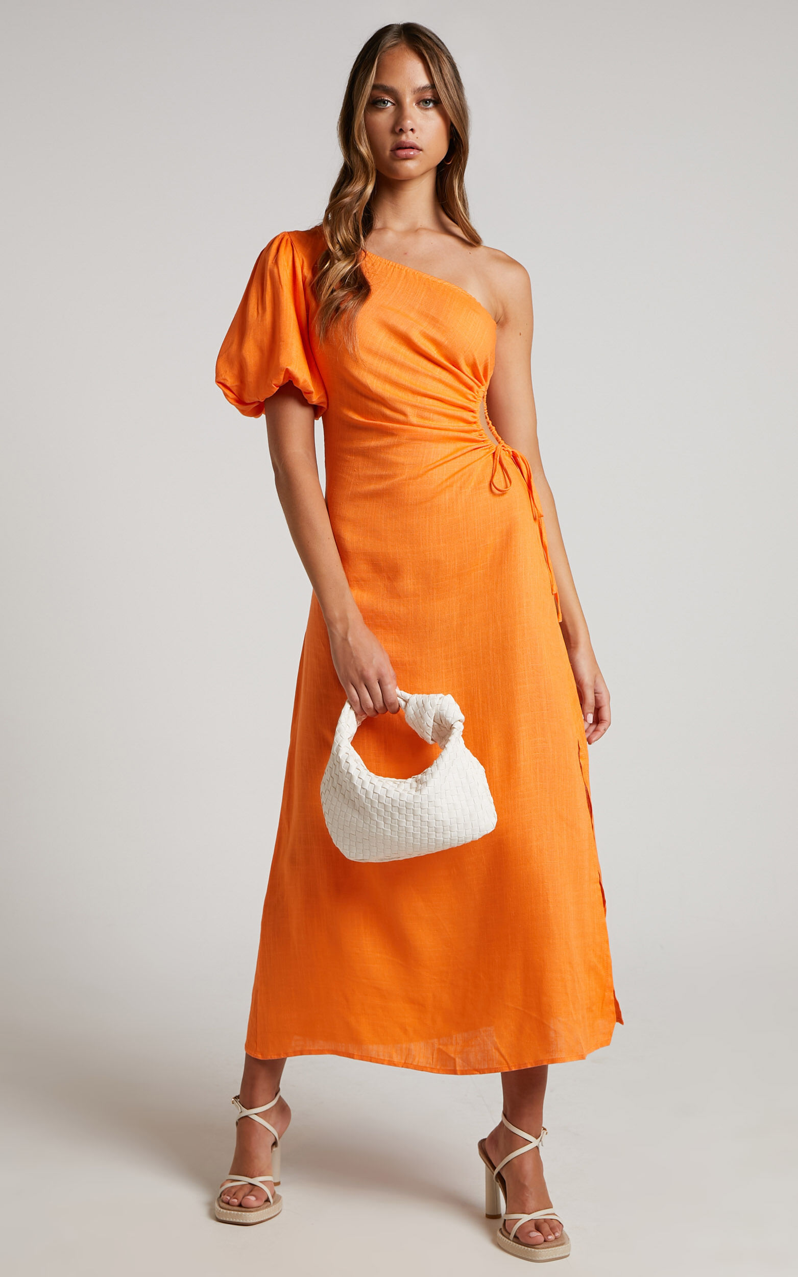 Orange cut out sales one shoulder dress