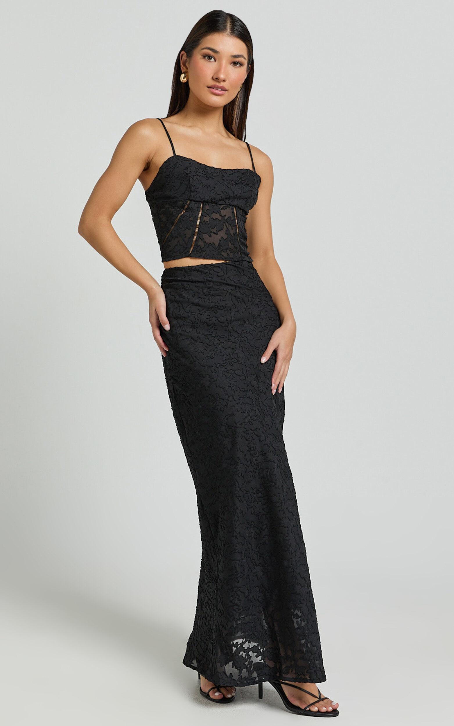 Alessandra Two Piece Set - Textured Jacquard Cami Top and