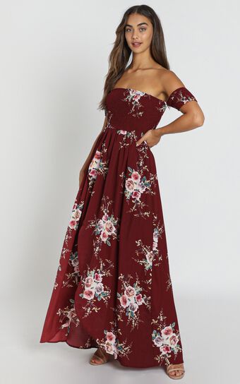 Lovestruck Maxi Dress in Wine Floral