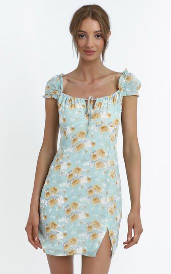Chadwick Dress in Teal Floral