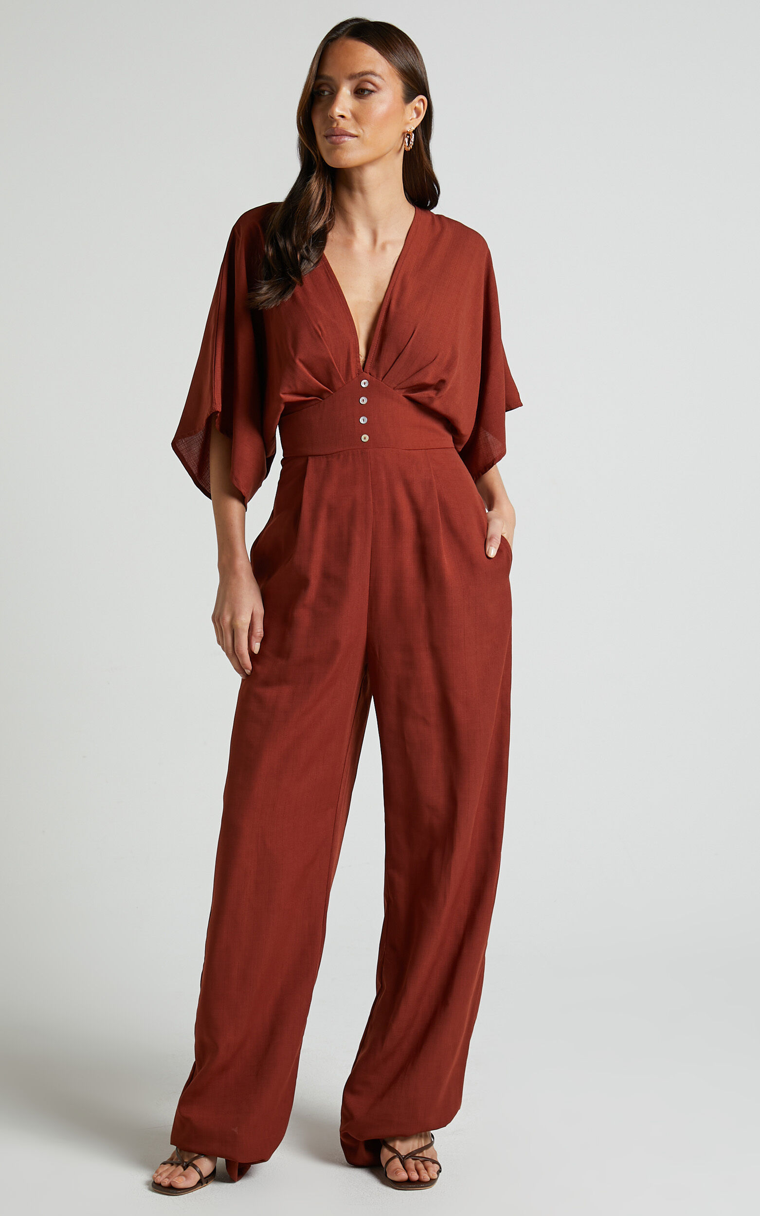 Rust color jumpsuit shop