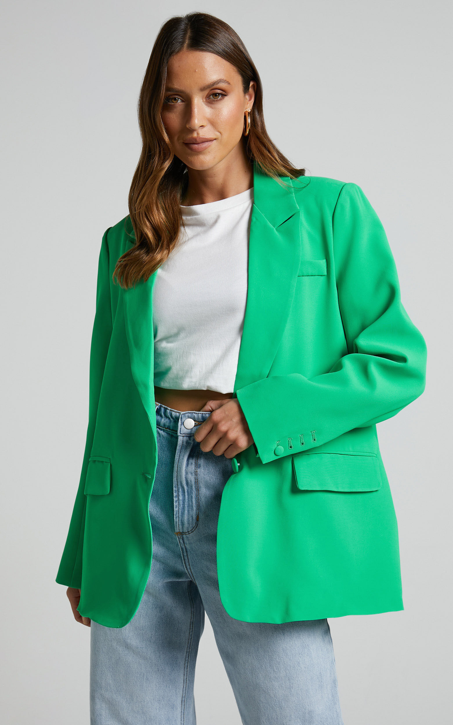 Green oversized blazer on sale