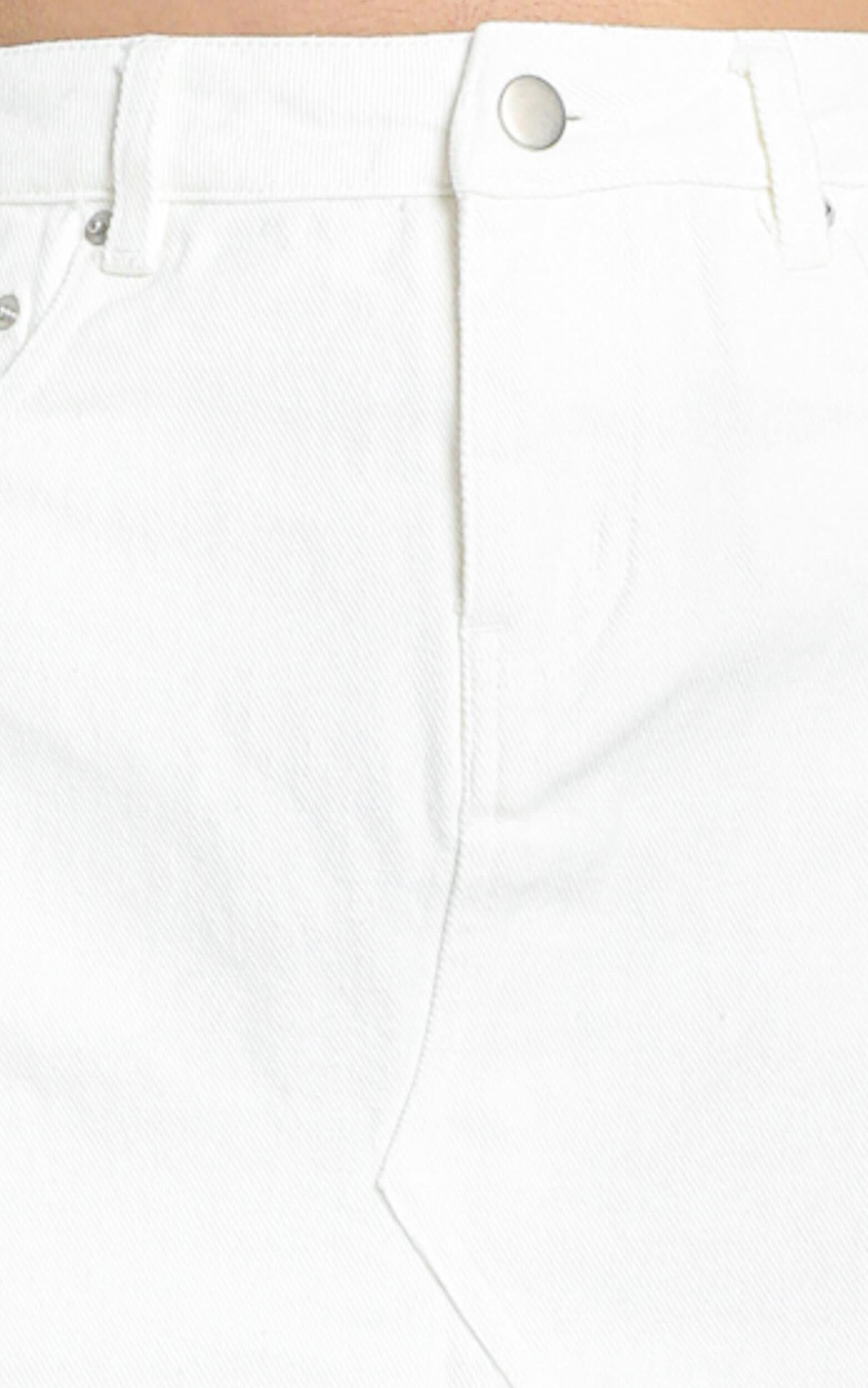 Notch Mini Skirt in White Denim | Showpo