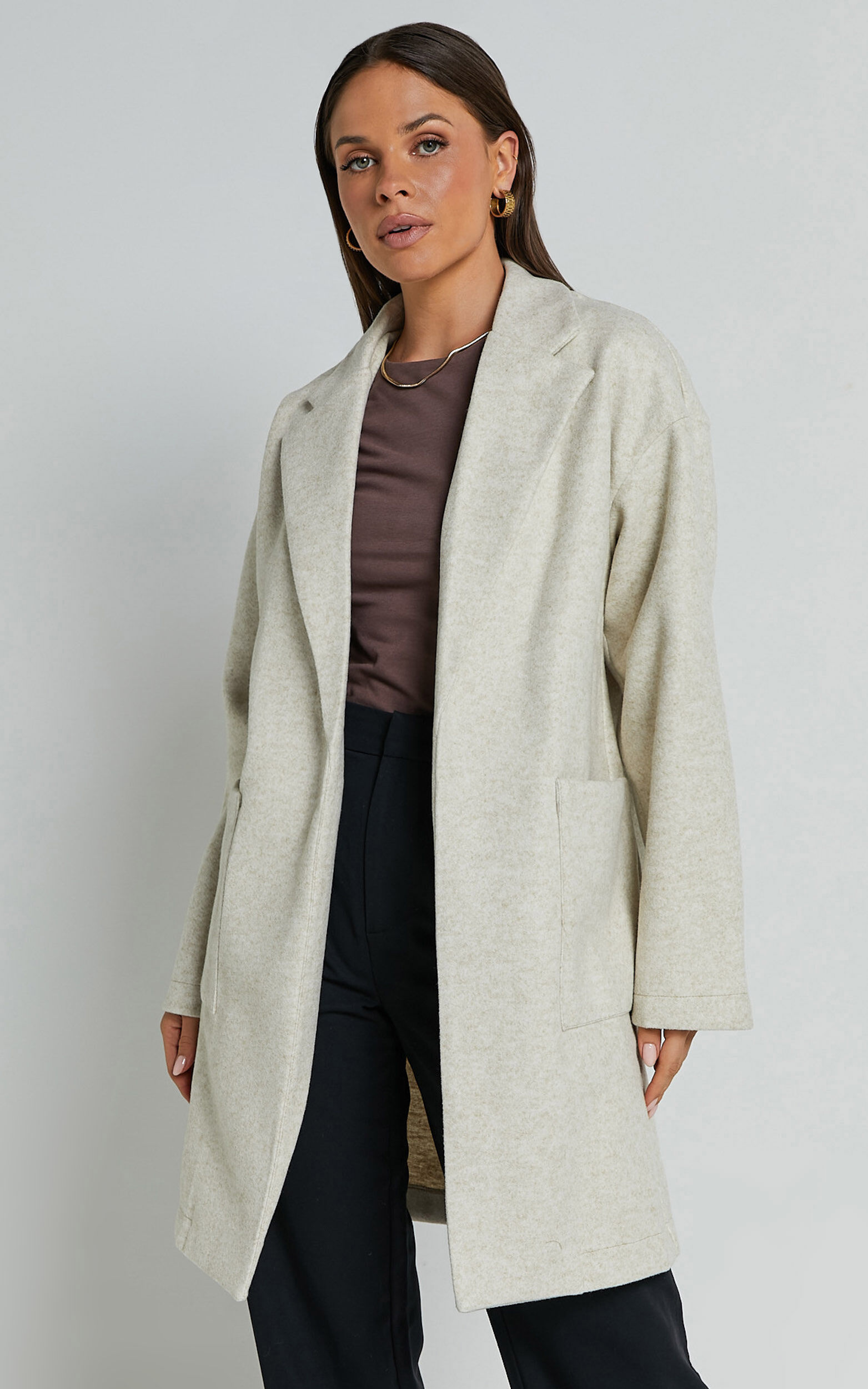 Beige 2025 longline coat