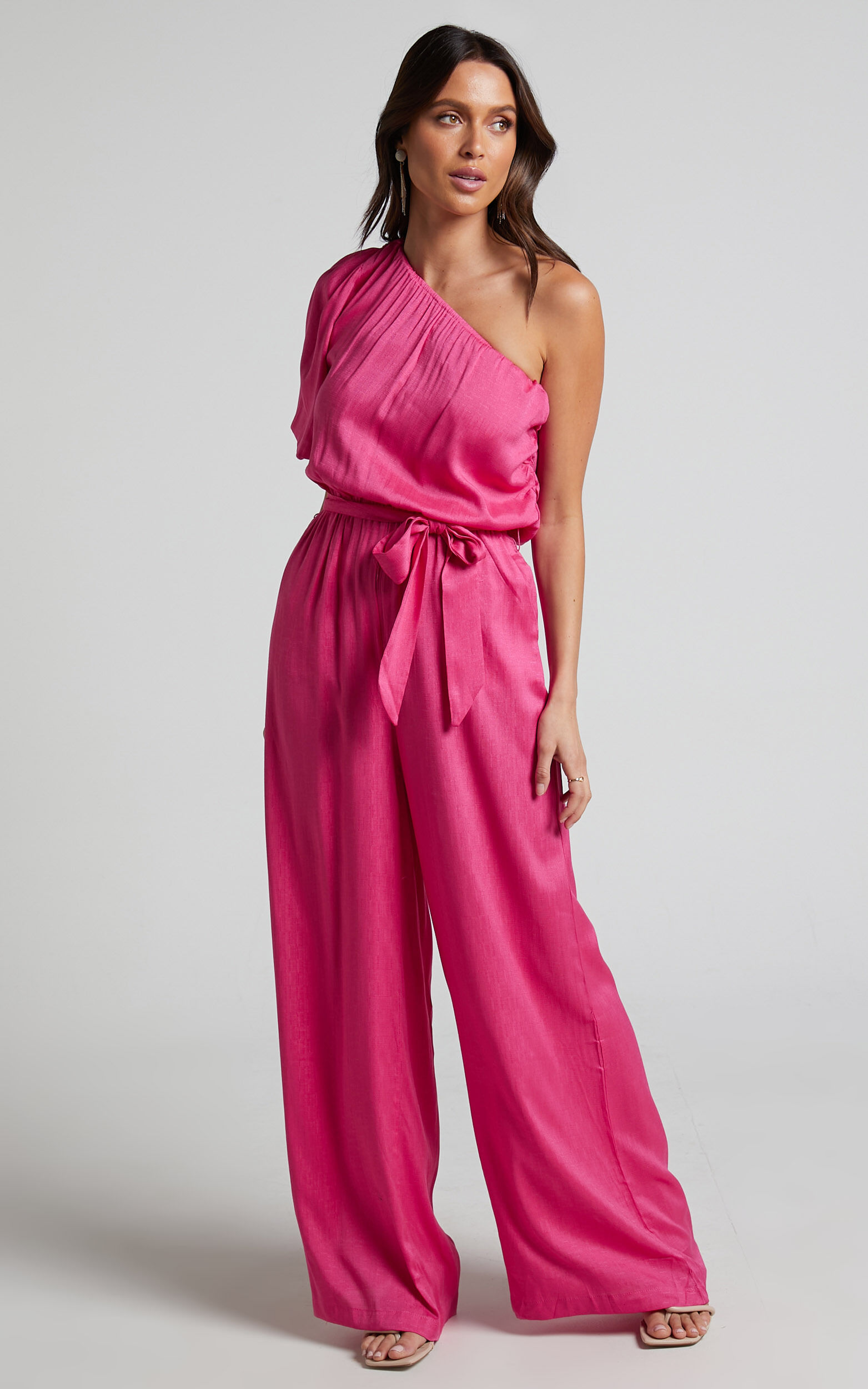 Pink one shoulder jumpsuit outlet