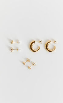 Valencia Earrings - Pearl Earring Set in Gold