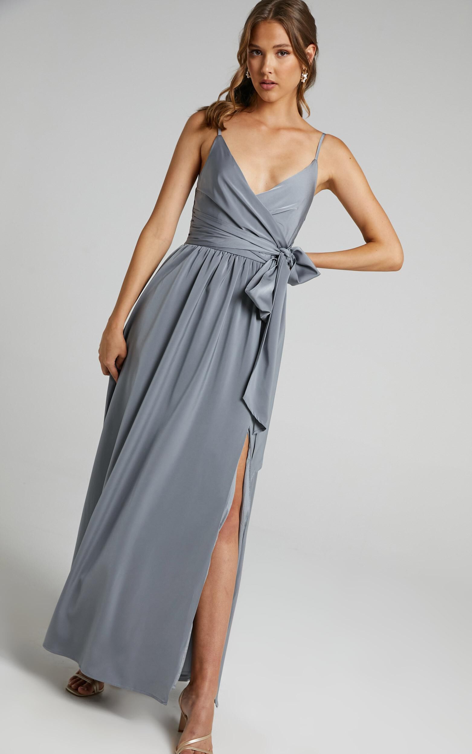 Revolve Around Me Dress in Dusty Blue Showpo USA