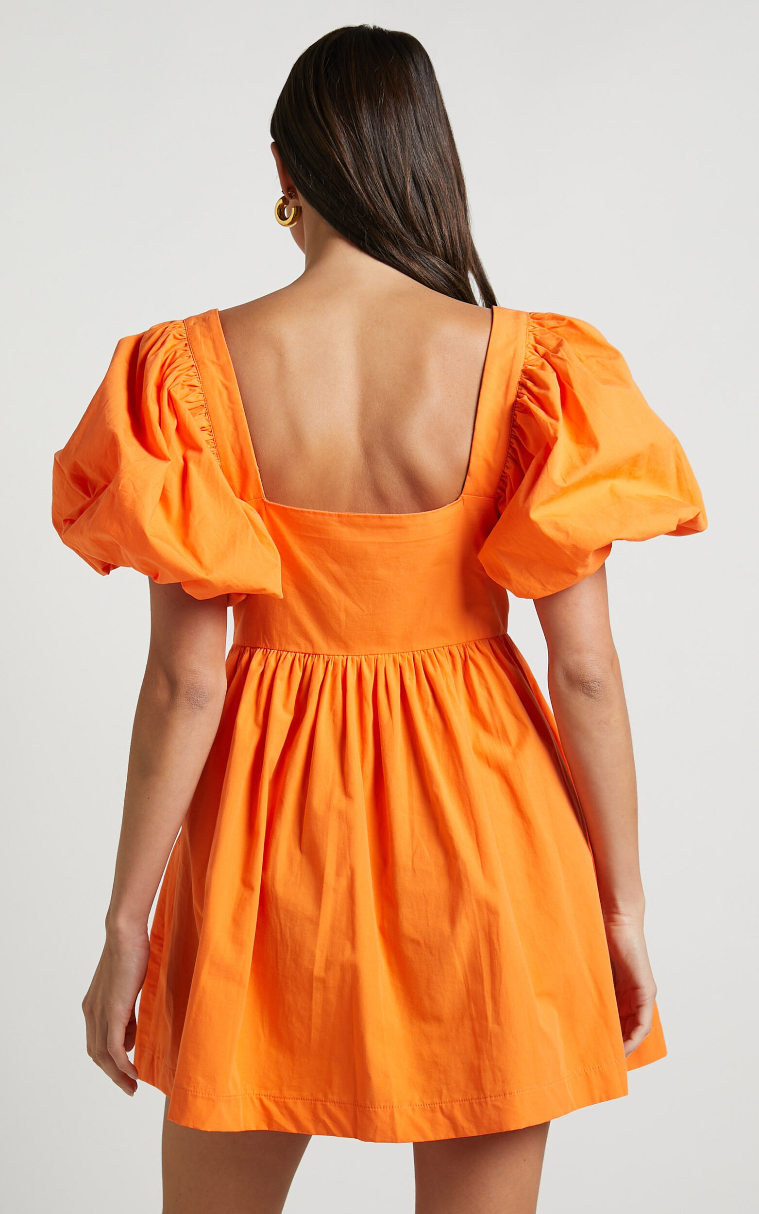 Vashti Mini Dress - Puff Sleeve Sweetheart Dress in Orange | Showpo