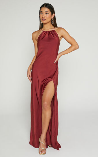 Mila Maxi Dress - High Neck Slip in Spiced Copper