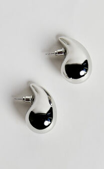 Renner Earrings - Teardrop Statement Earrings in Silver