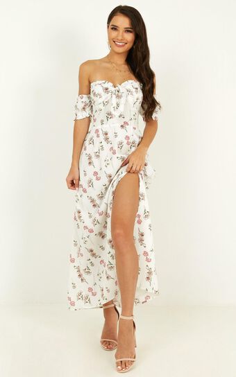 More For Me Dress In White Floral