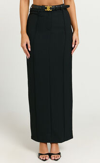 Stella Maxi Skirt - High Waisted Pencil Skirt in Black