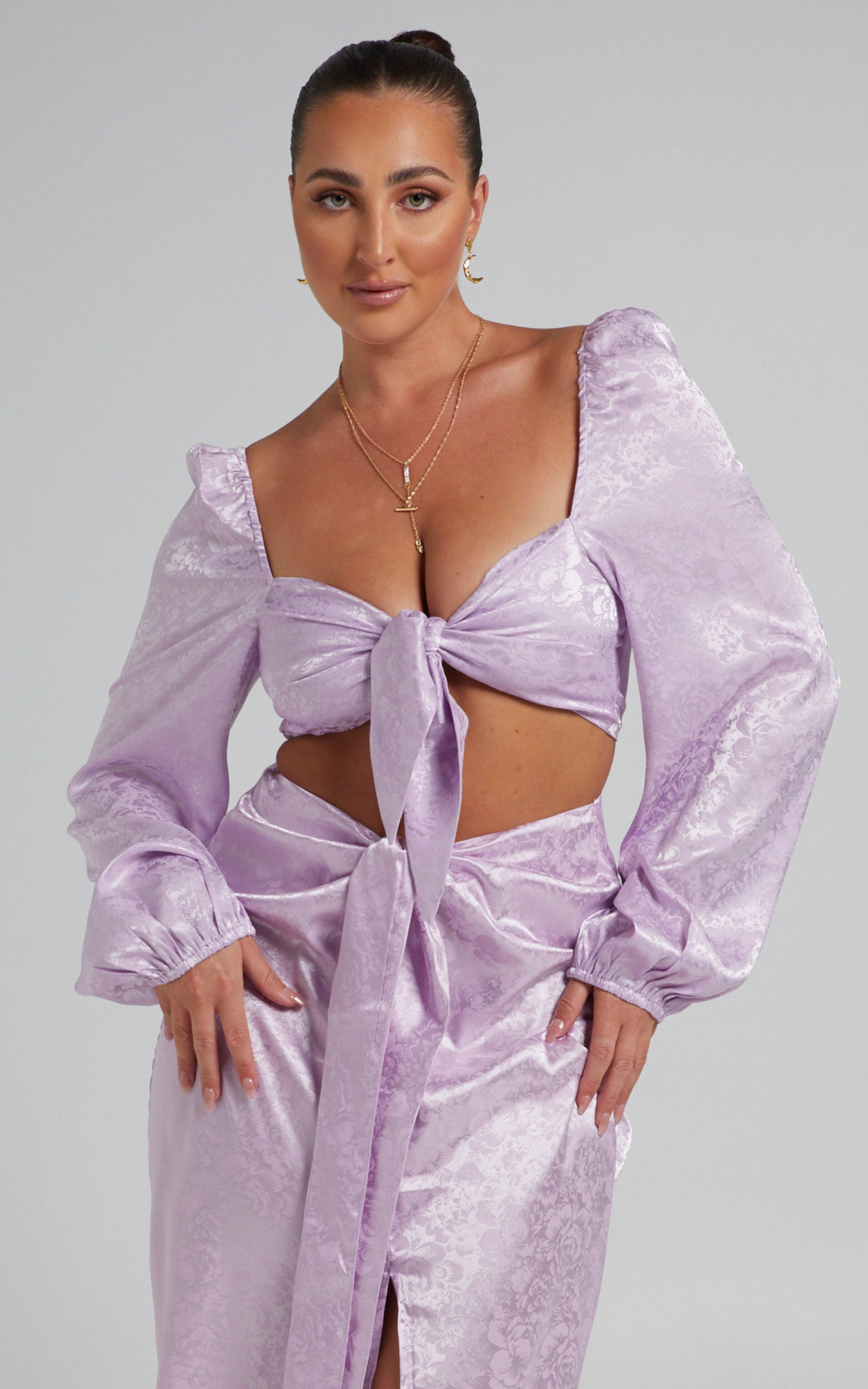 RUNAWAY THE LABEL - ROXIE TIE TOP in Lilac - L, PRP1