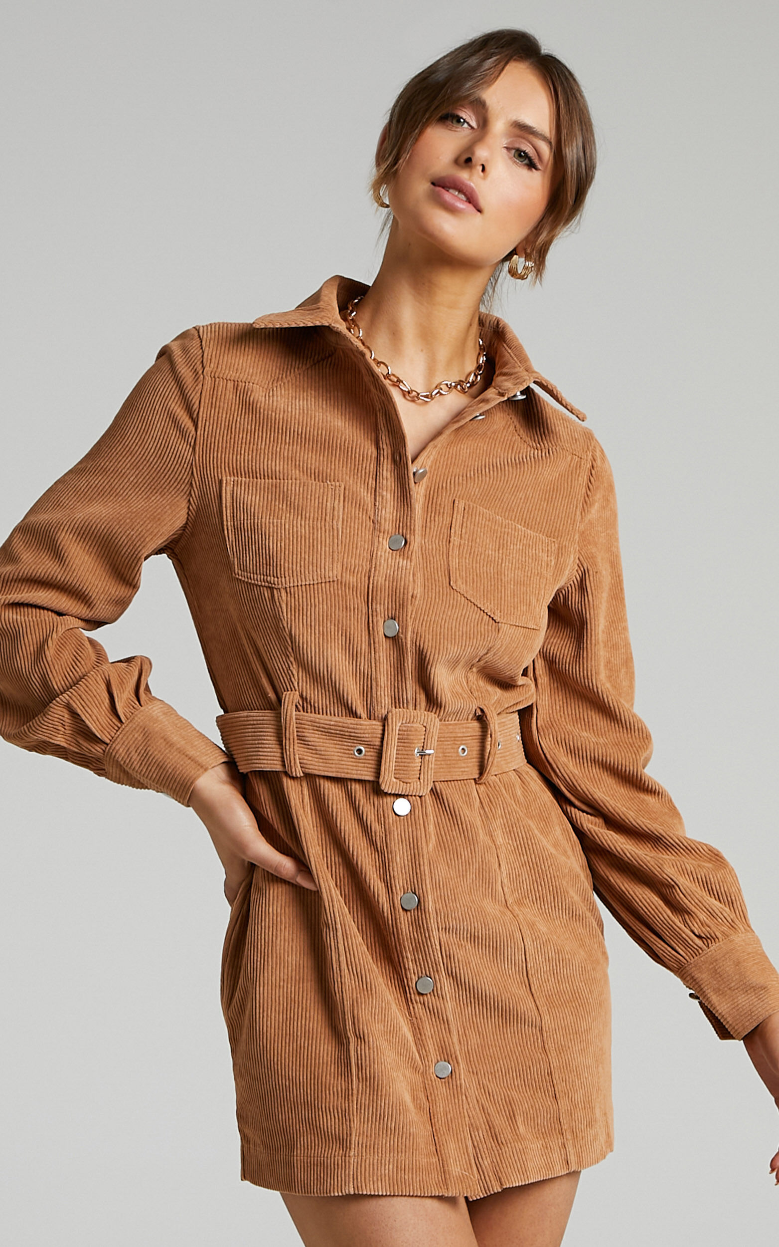 Corduroy dress discount long sleeve