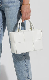 Lyon Bag - Quilted PU Mini Bucket Tote in White