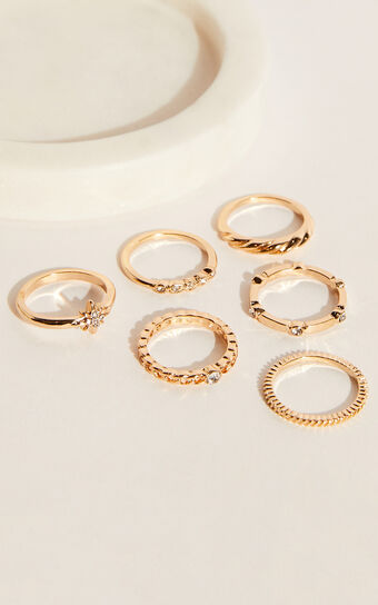 Alfaro Multipack Ring Set of 6 in Gold 