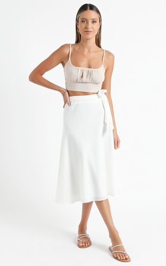 Ready Or Not Skirt In White Linen Look