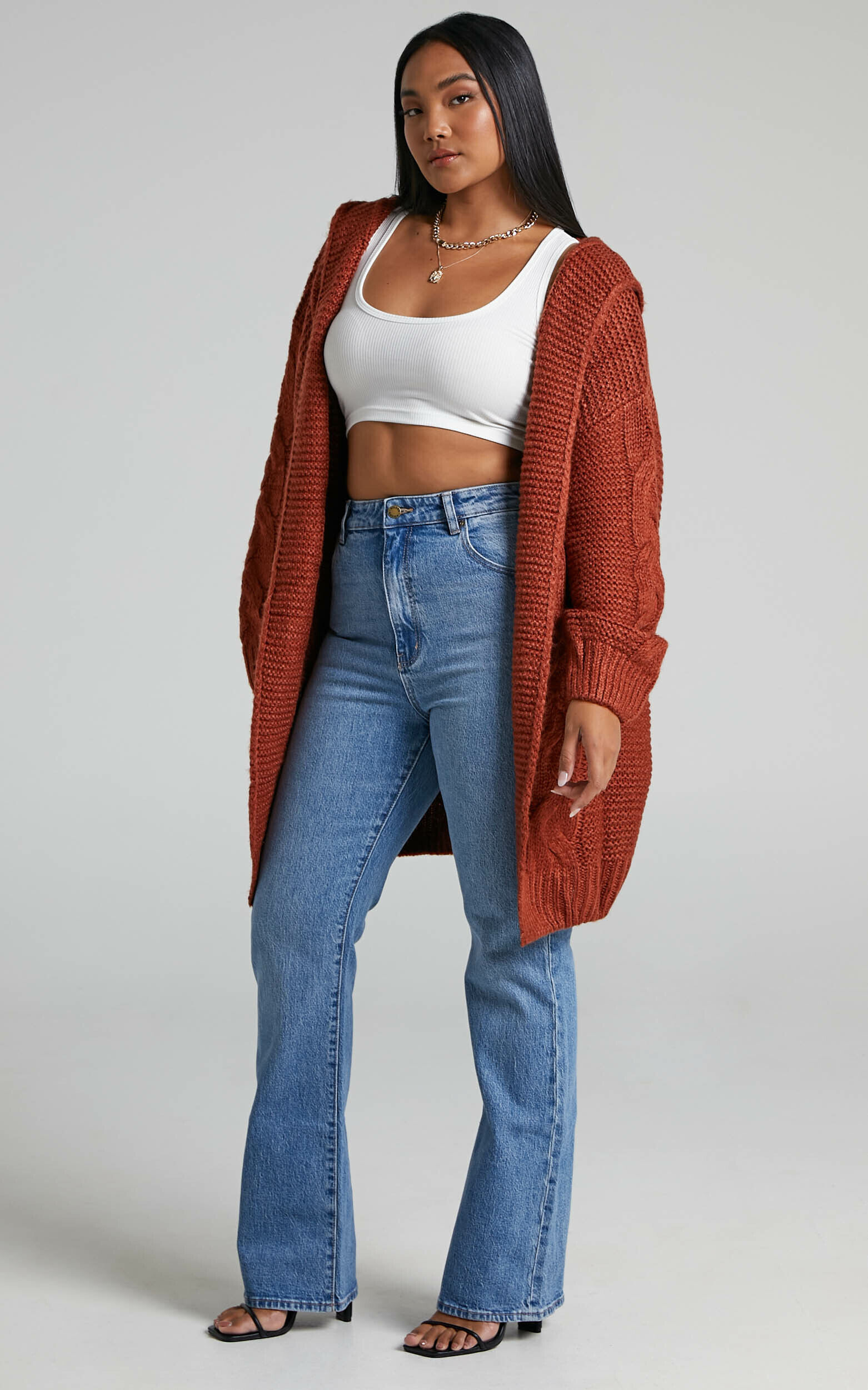 Rust chunky outlet knit cardigan