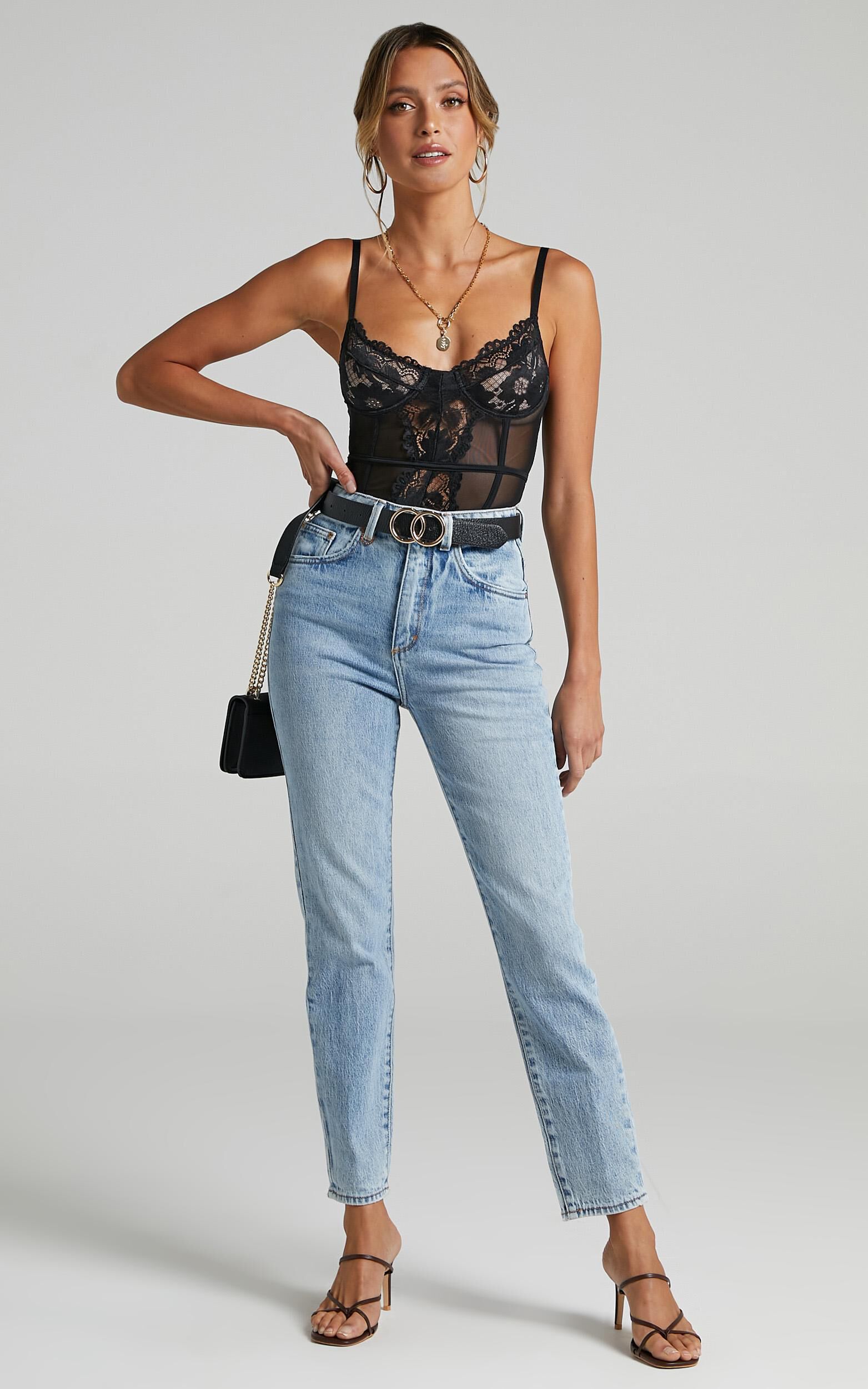 Carmilla Bodysuit Lace Corset Bodysuit in Black Lace Showpo
