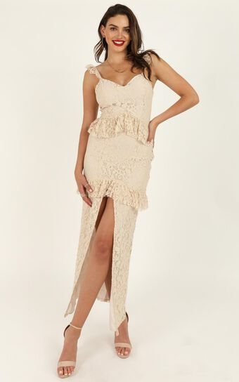 Waiting Forever Maxi Dress In Cream Lace