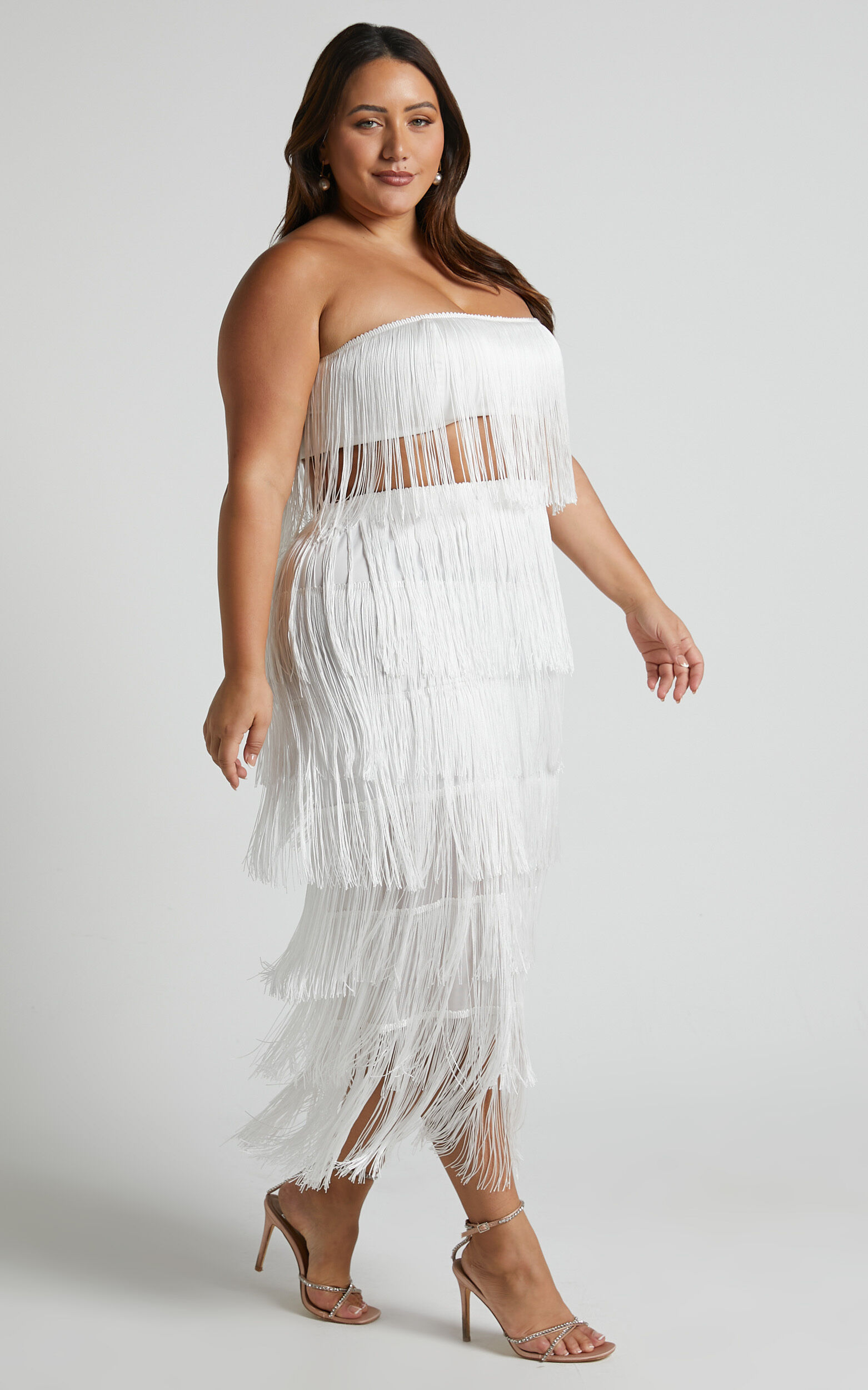 White plus size cheap two piece skirt set
