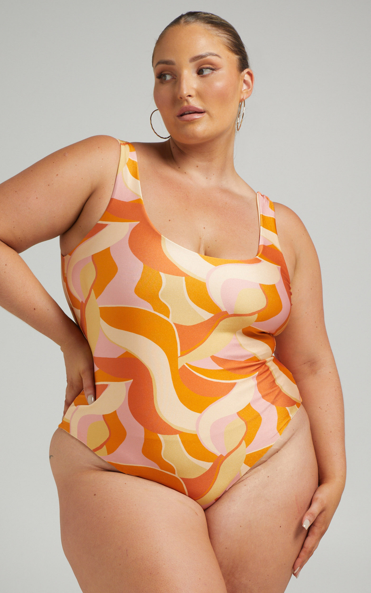 Malik One Piece Low Back One Piece in Summer Swirl Showpo