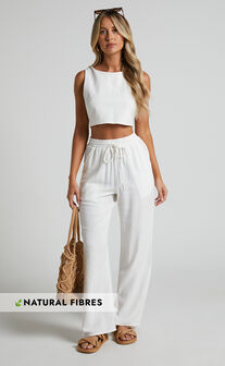 Kala Pants - Mid Waisted Relaxed Elastic Waist Pants in White