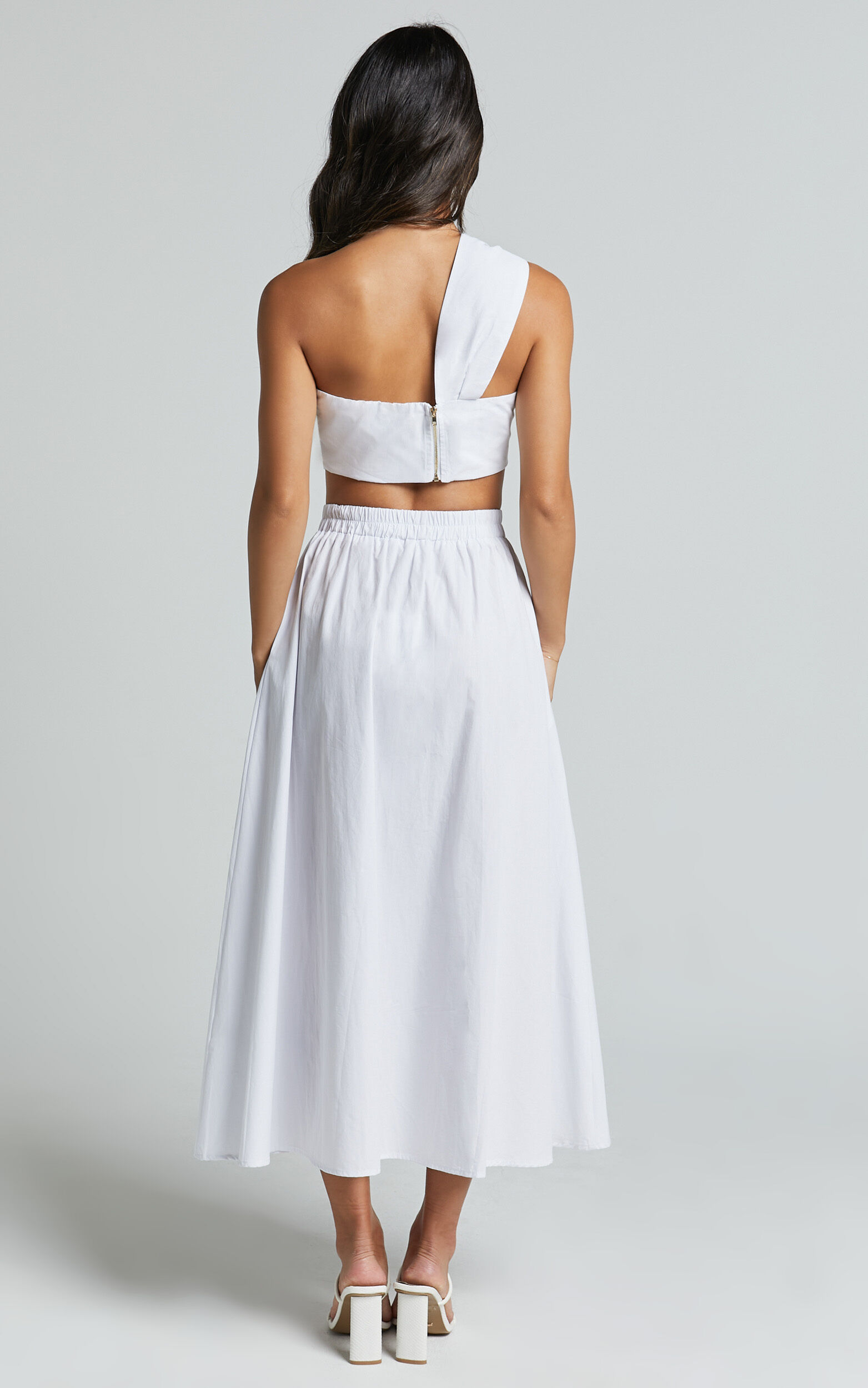 Sula Two Piece Set - One Shoulder Bralette Crop Top and Midi Skirt