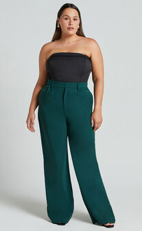 Lorcan Pants - High Waisted Tailored Pants in Forest Green