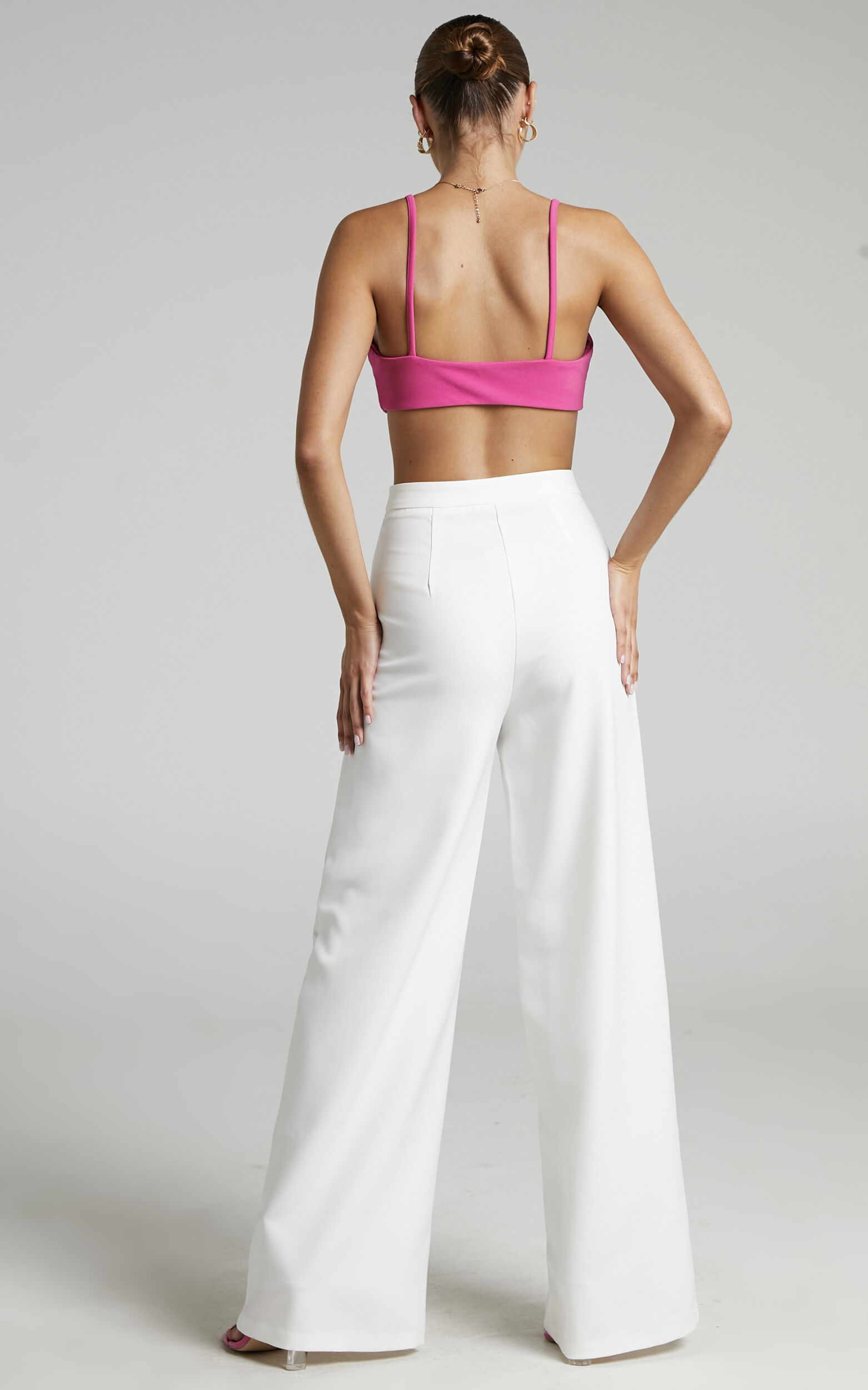 White tailored wide sales leg trousers