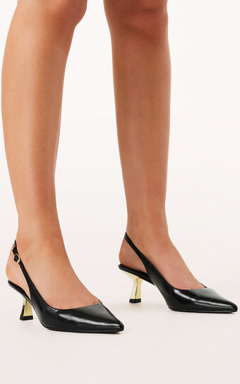 Billini - Anaya Heels in Black Shine Gold