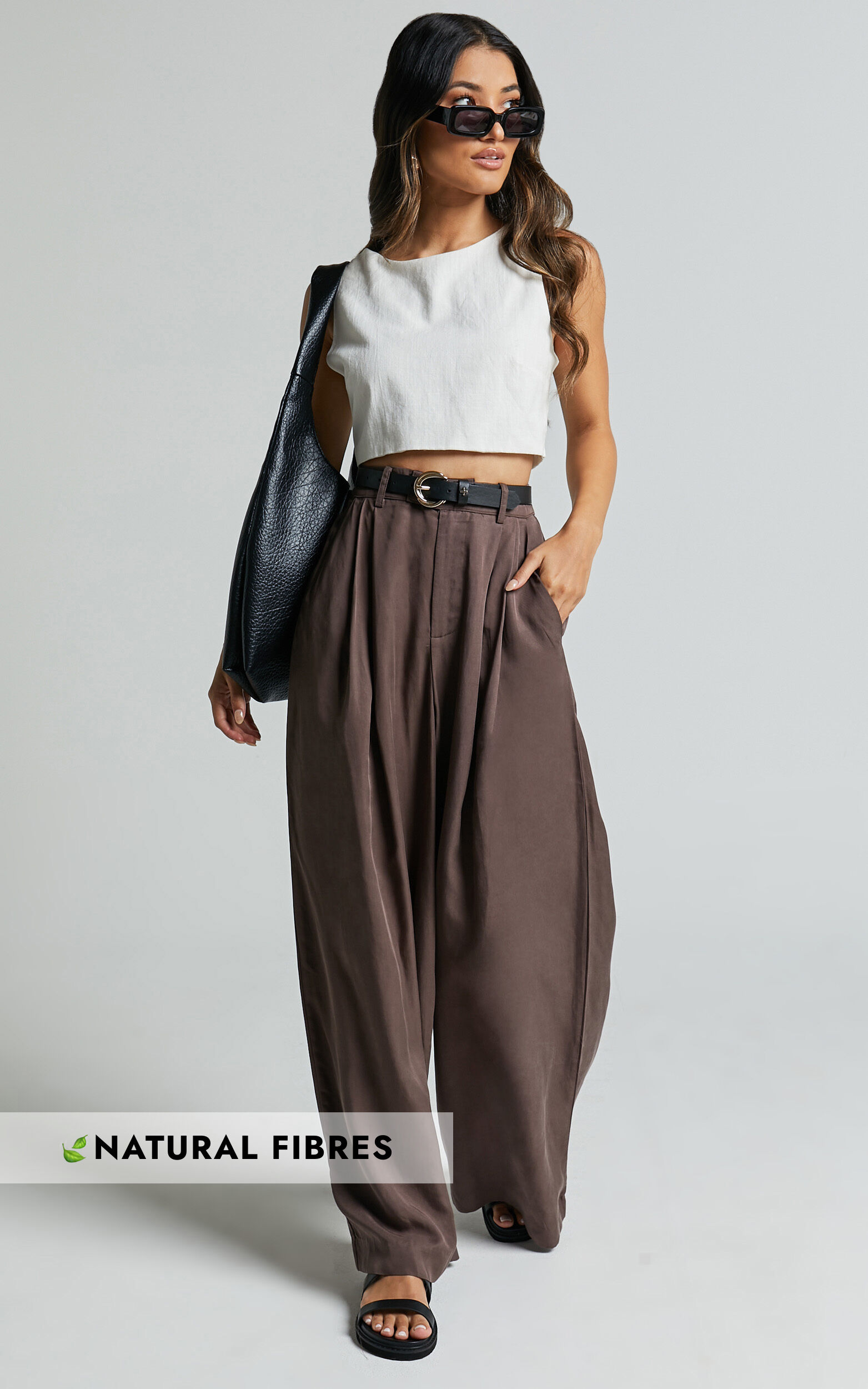 Clarke Pants - High Waist Wide Leg Pants in Slate - 06, GRY1