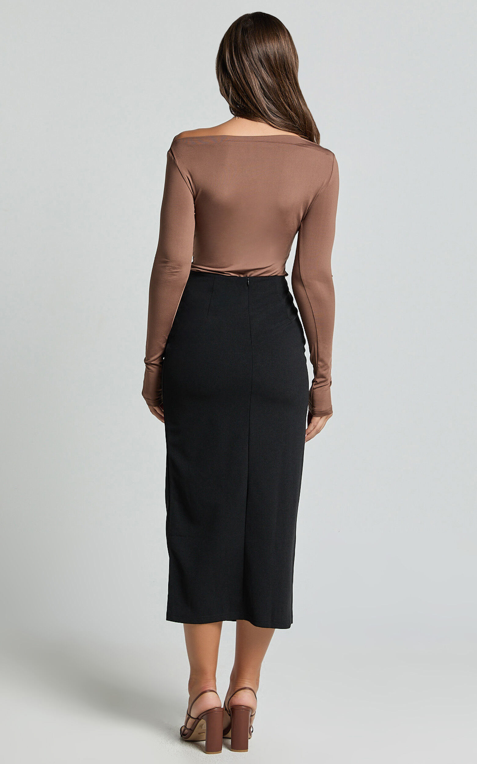 Heidi Midi Skirt - Faux Wrap Skirt in Black | Showpo USA
