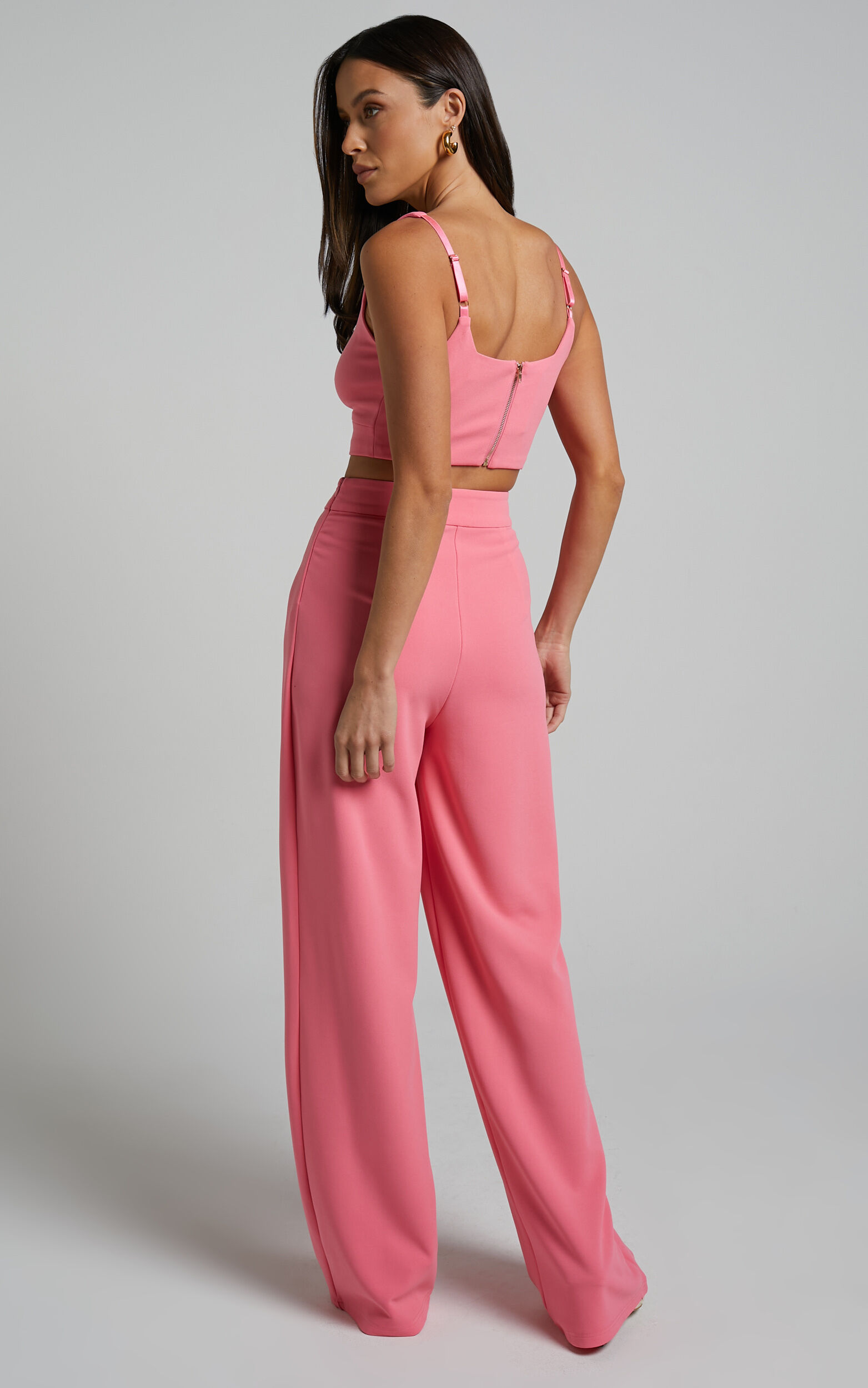 Elibeth Two Piece Set Crop Top and High Waisted Wide Leg Pants