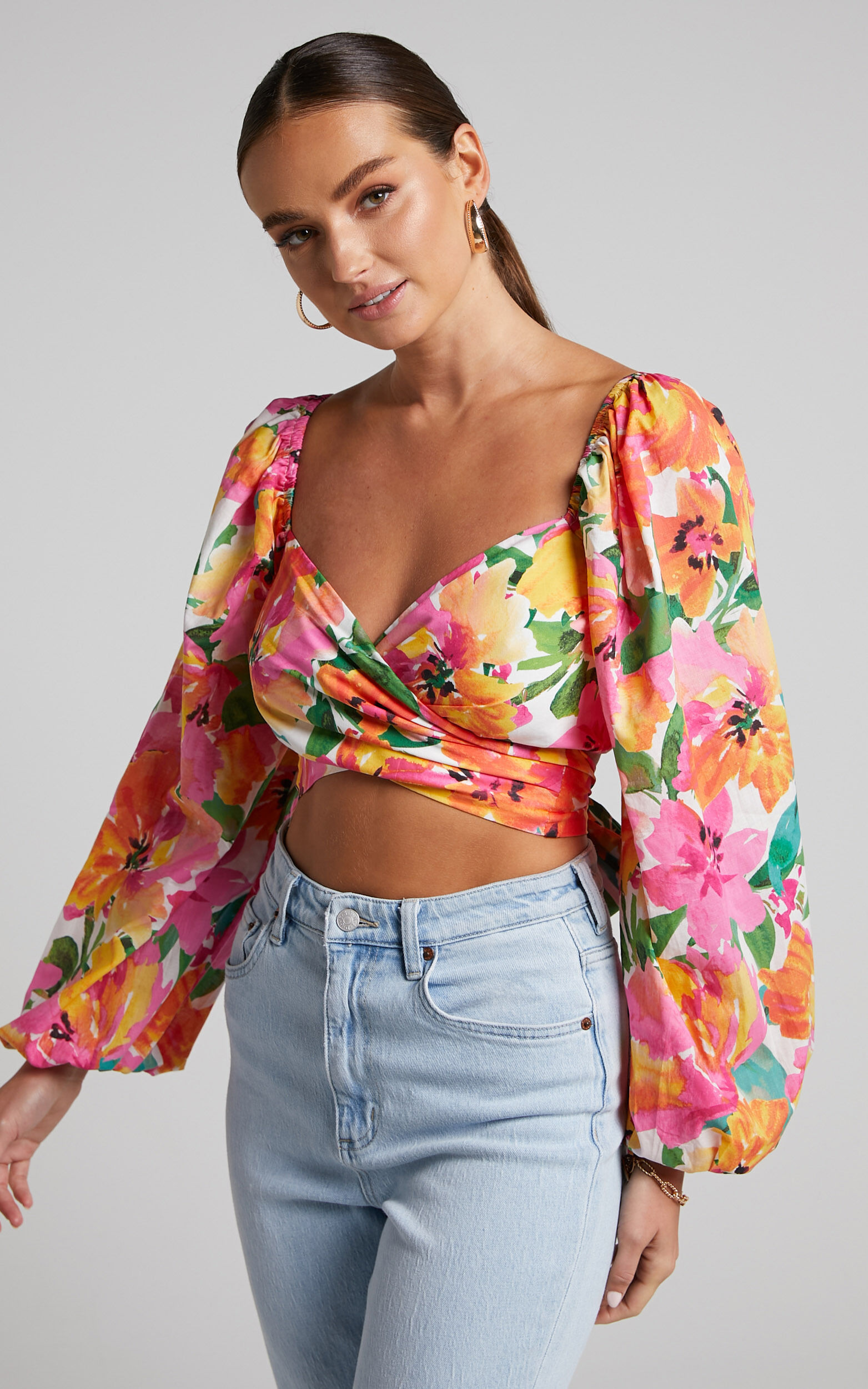 Long sleeve new arrivals wrap around top