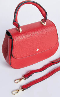 Amalie Top Handle / Crossbody Bag in Red Pebble PU