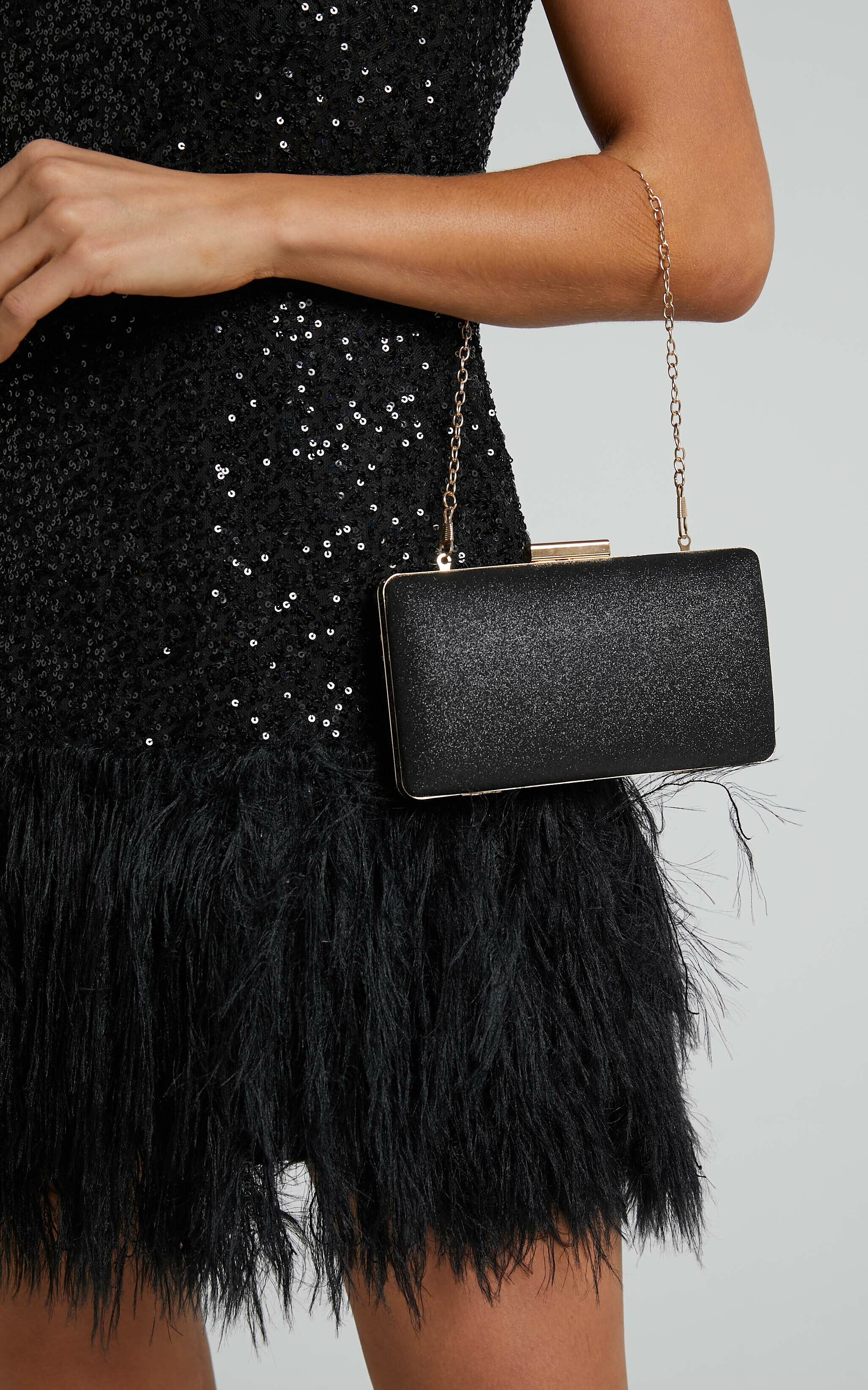 Glitter black clutch bag clearance