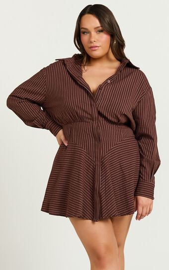 Lioness - Leo Dress in Onyx Pinstripe