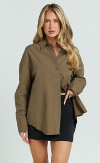 Terah Shirt - Button Up Shirt in Khaki