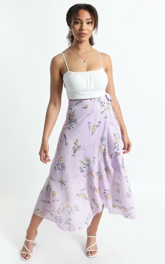 Add To The Mix Skirt in Lavender Botanical Floral