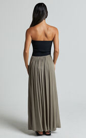 Under The Twilight Maxi Skirt - Thigh Split Skirt in Olive | Showpo USA