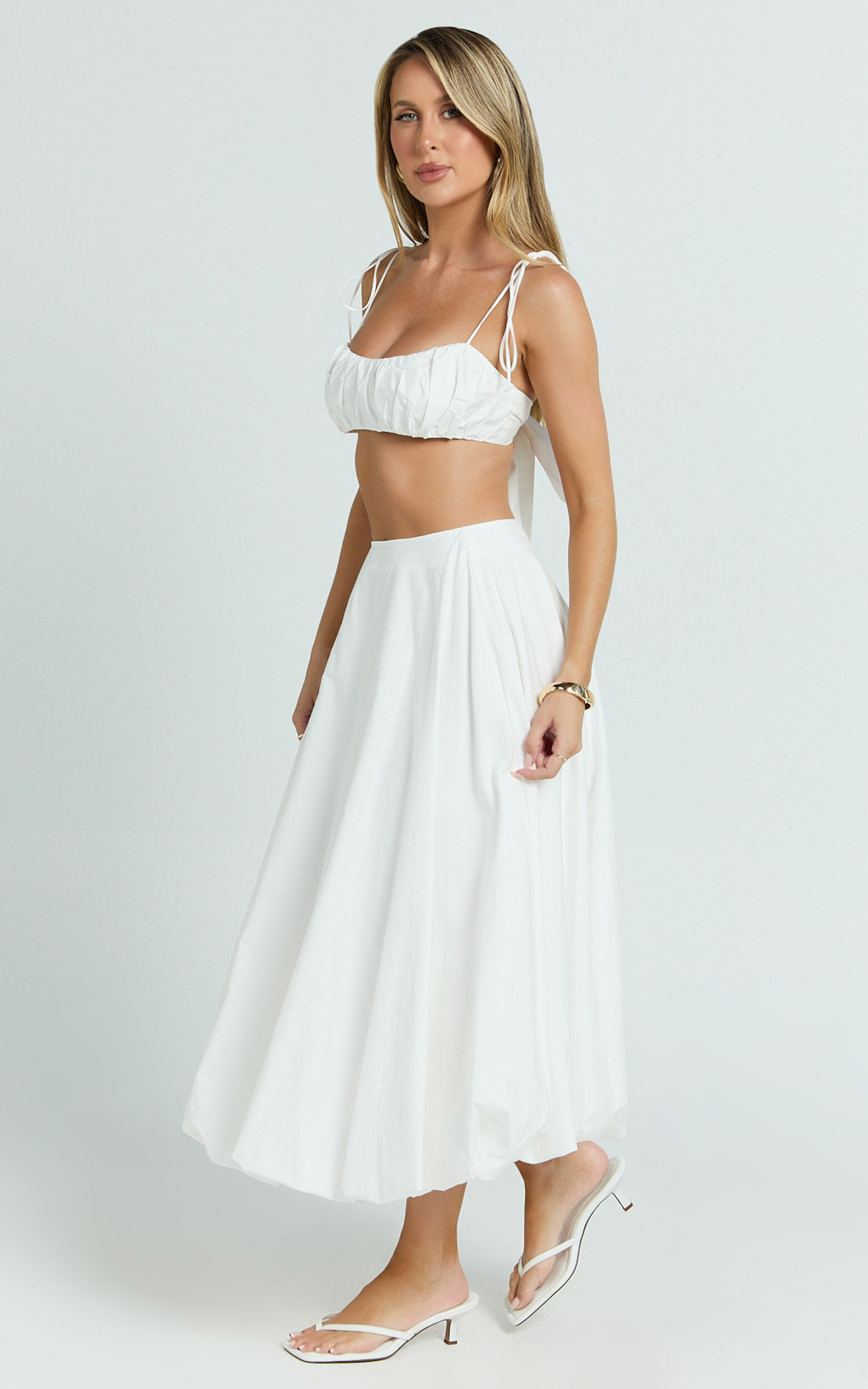 Sanders Two Piece Set - Ruche Strappy Square Neck Top And
