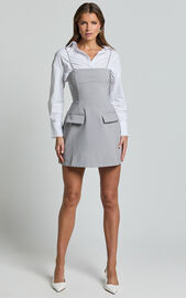 Katia Mini Dress - Strappy Corset A Line Dress in Dove Grey | Showpo EU
