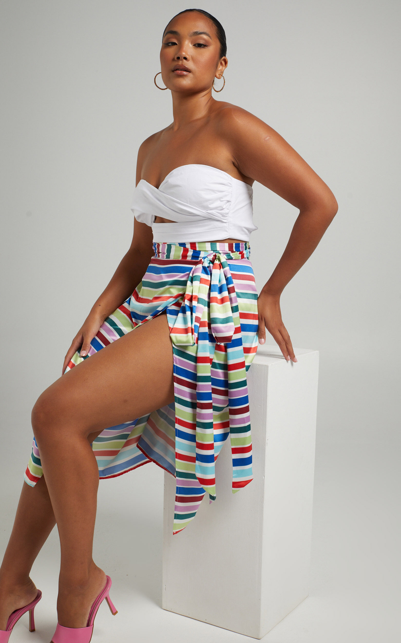 Tie belt midi skirt cheap