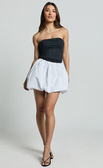 Abbey Mini Skirt - Bubble Hem Skirt in White