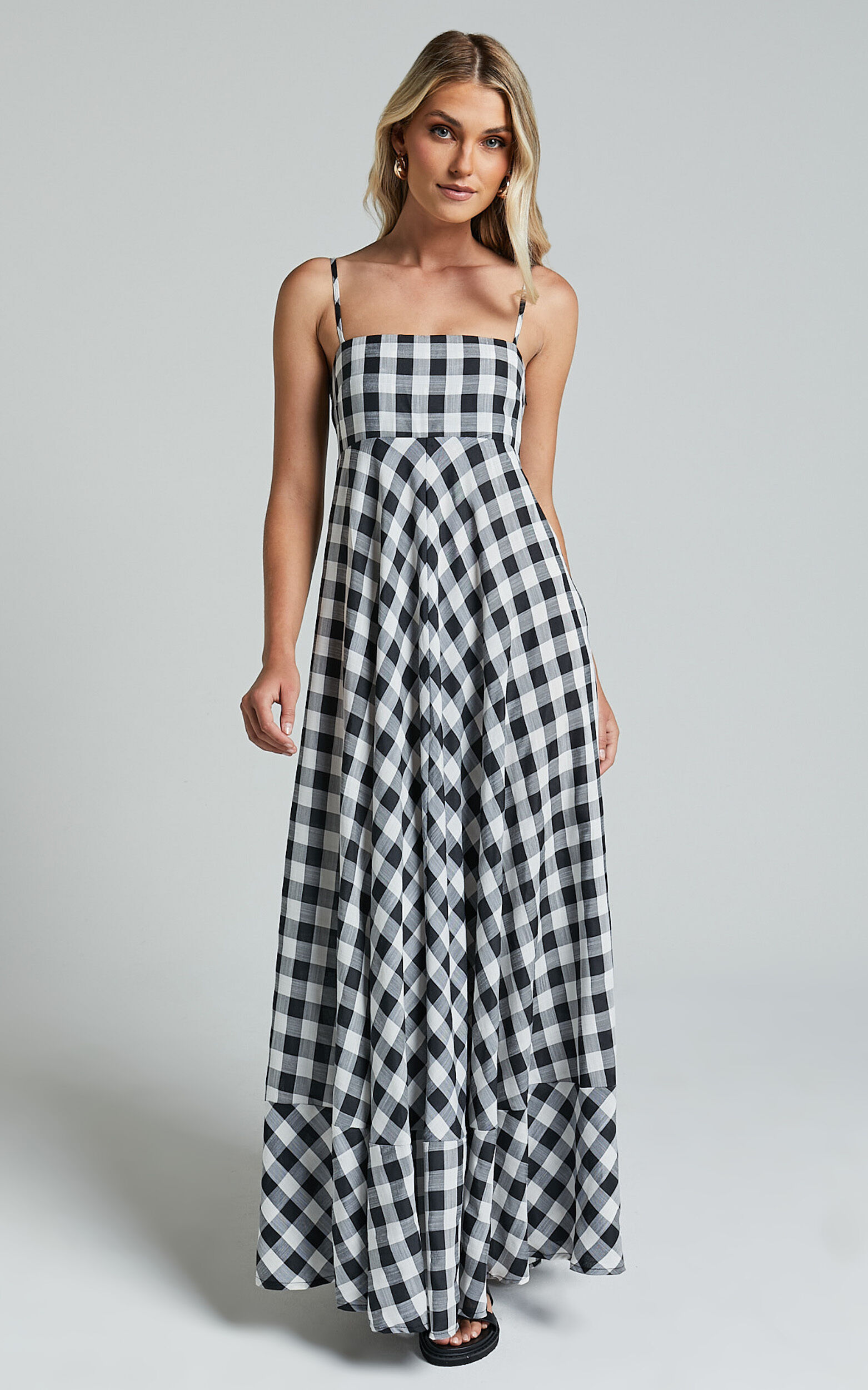 Katrien Maxi Dress - Strappy Empire Waist Flare Dress in