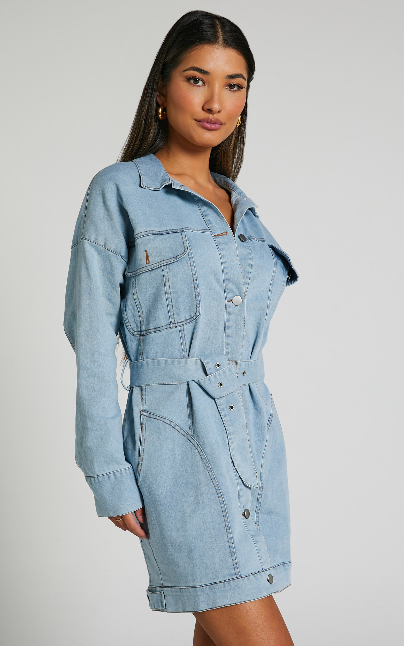 Denim tie hot sale up dress