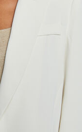Michelle Blazer - Oversized Plunge Neck Button Up Blazer in Stone | Showpo