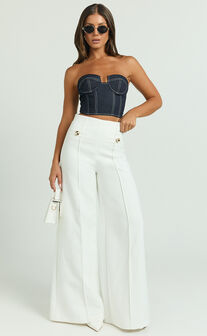 Clara Pants - High Waisted Wide Leg Pants in White